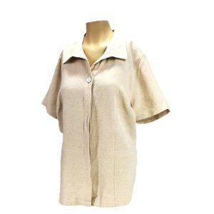 CJ Banks Tan Top Button Front Career Plus 18 / 20